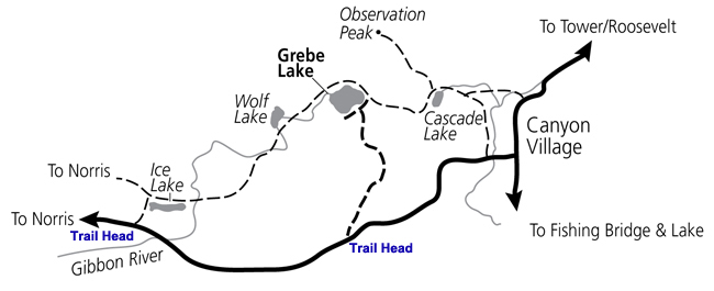 Ice Lake to Grebe Lake Hiking Map - NPS Image