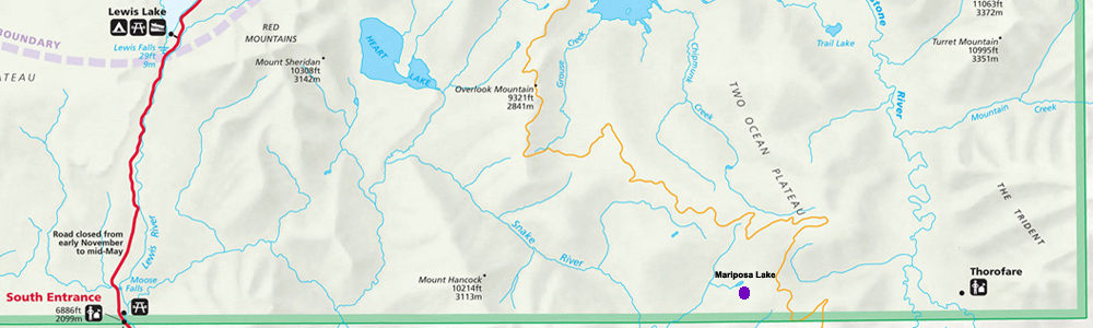 Mariposa Lake Map - Yellowstone National Park ~ NPS Map
