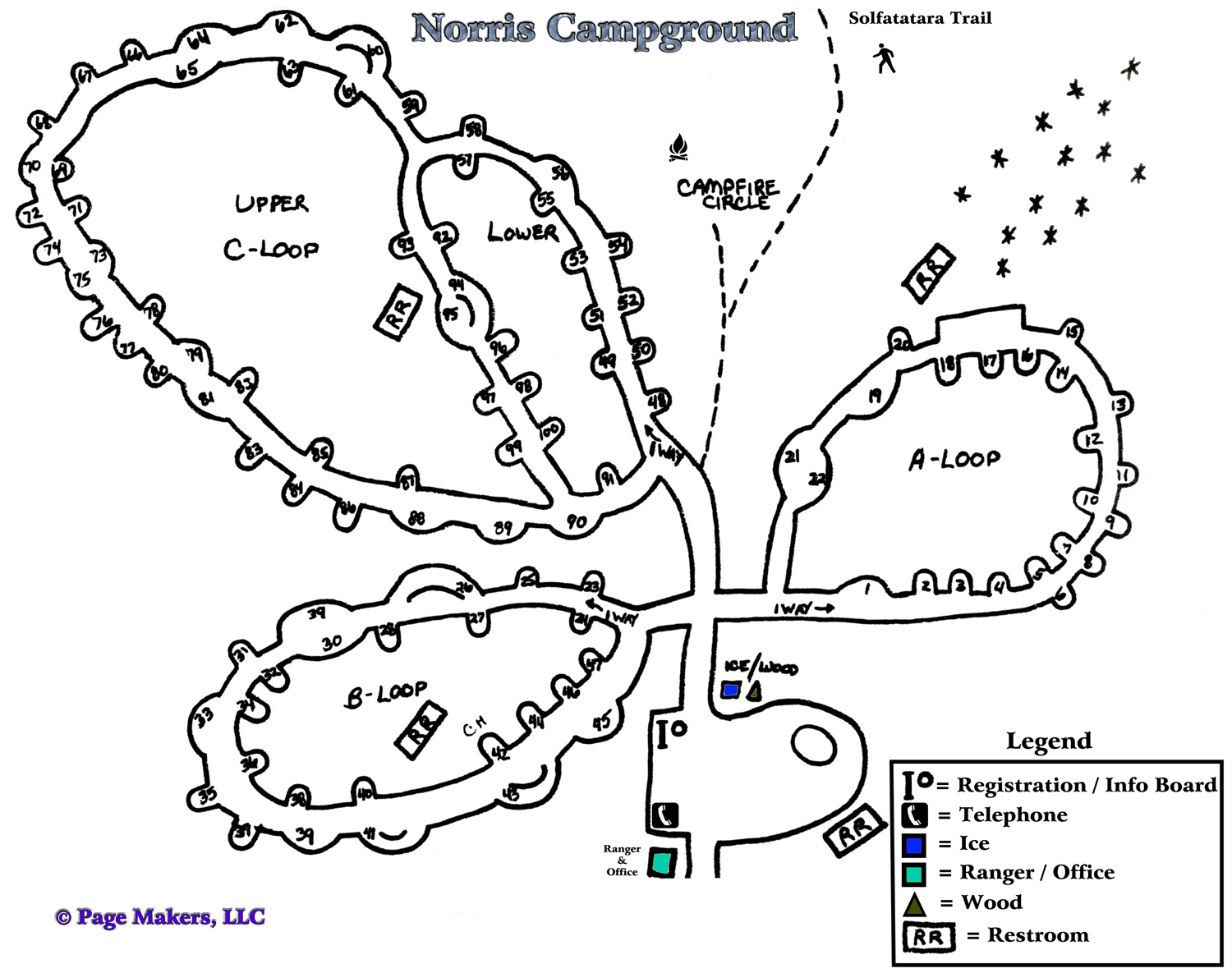 Norris Campground Map ~ Yellowstone National Park