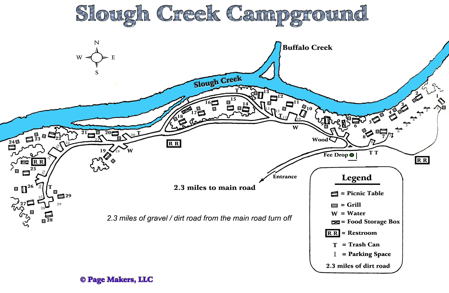 Slough Creek Campground Map ~ Yellowstone National Parkp