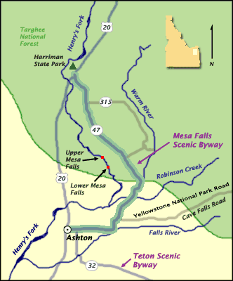 Mesa Falls Map - Mesa Falls Scenic Byway