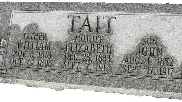 William Tait and Elizabeth Xavier Tait and John Tait's Headstone ~ by John William Uhler